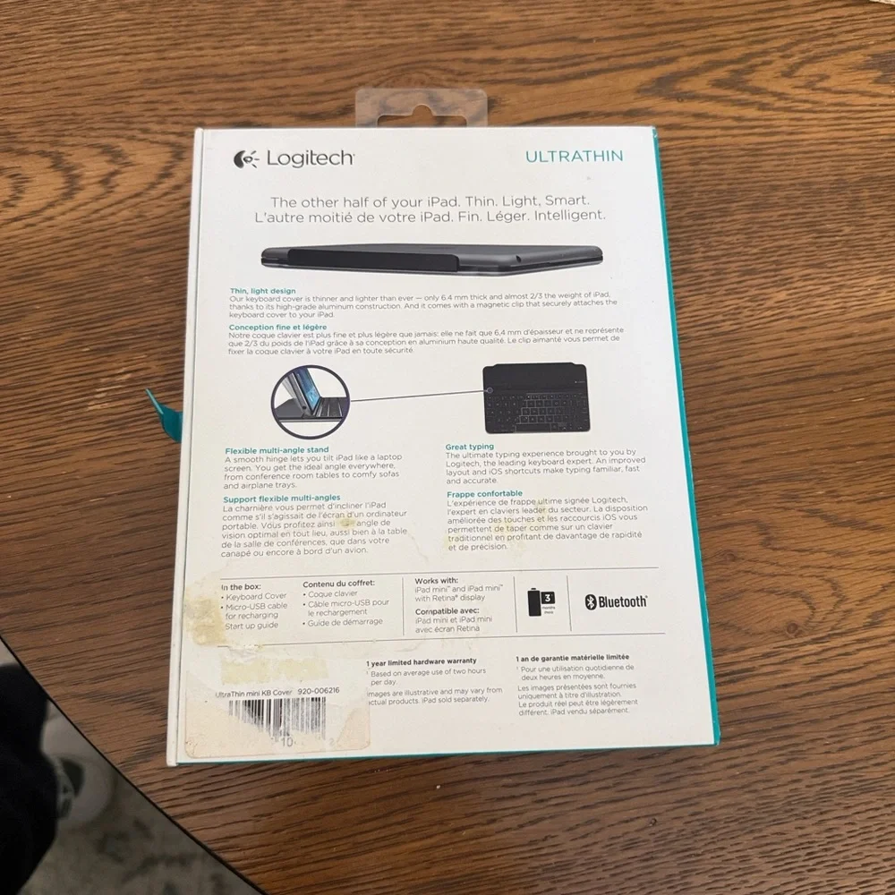 ☀️3/$15 Logitech Ultrathin Magnetic Clip On Keyboard Cover for iPad Mini